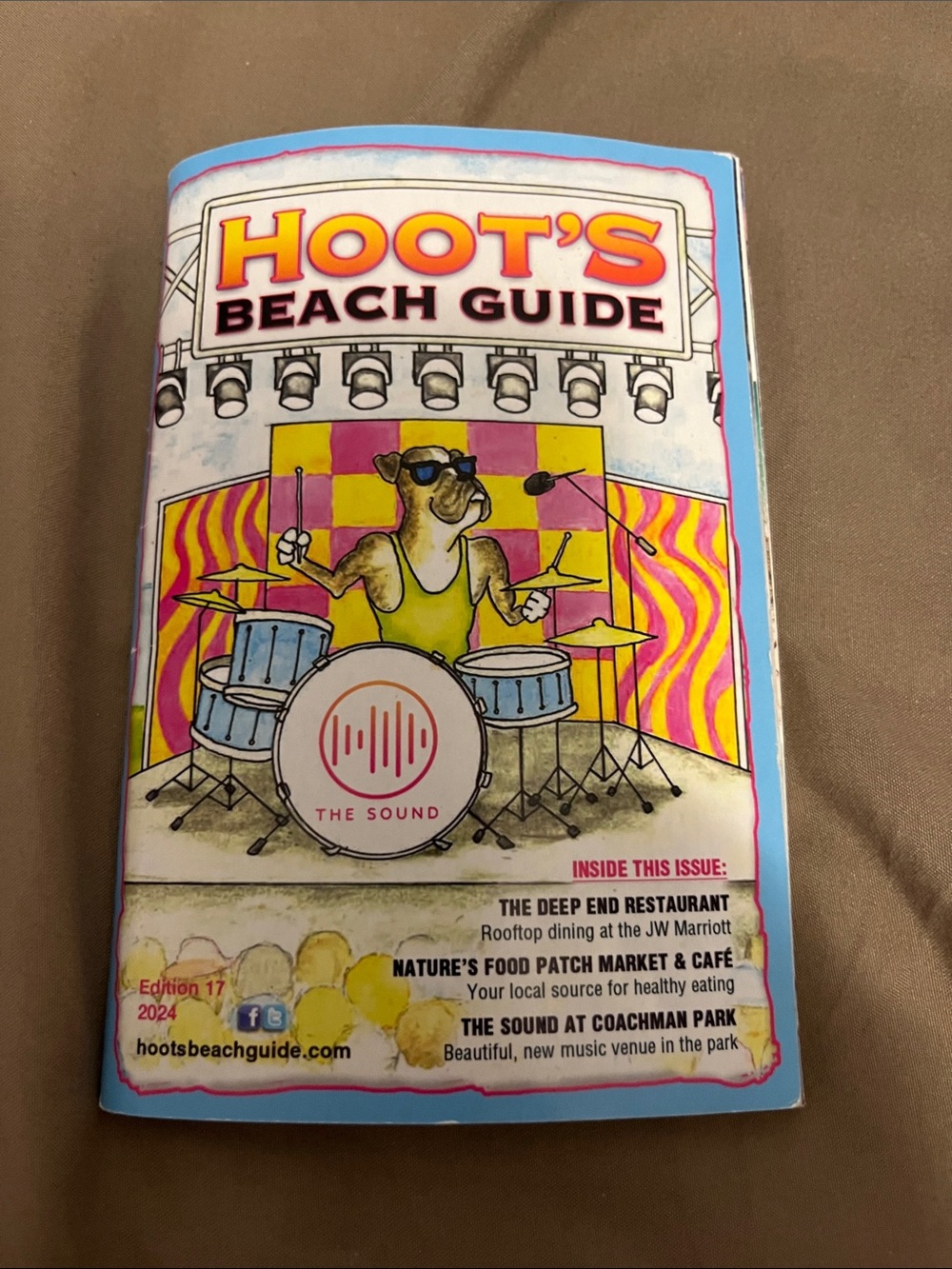 Hoot's Beach Guide Illustrated Magazine - Blue, Pink & Yellow Cover